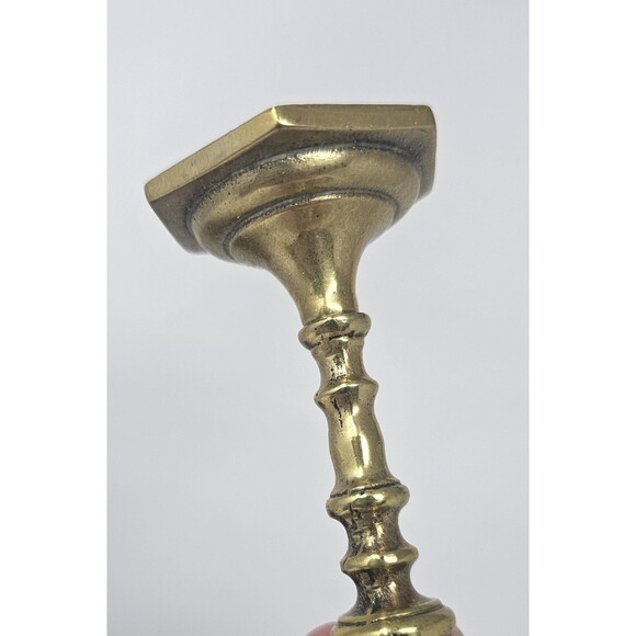 Vtg Pair Brass Candlestick Baluster Form Faceted Screw Hexagonal Base 3.5" - Picture 8 of 12